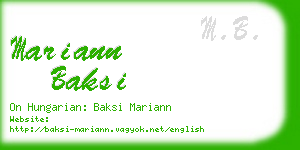 mariann baksi business card